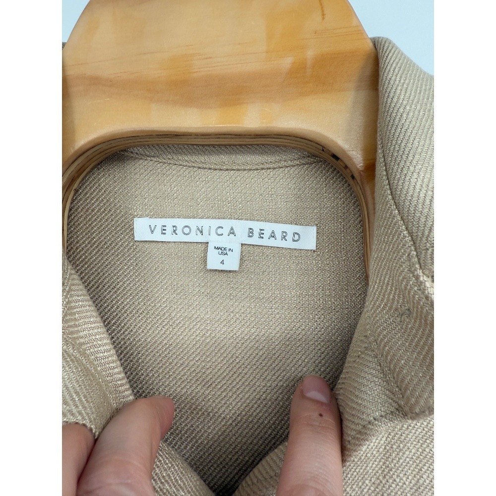 VERONICA BEARD Sadia Button Front Shirt Dress Tan Sz 4 - Picture 7 of 11